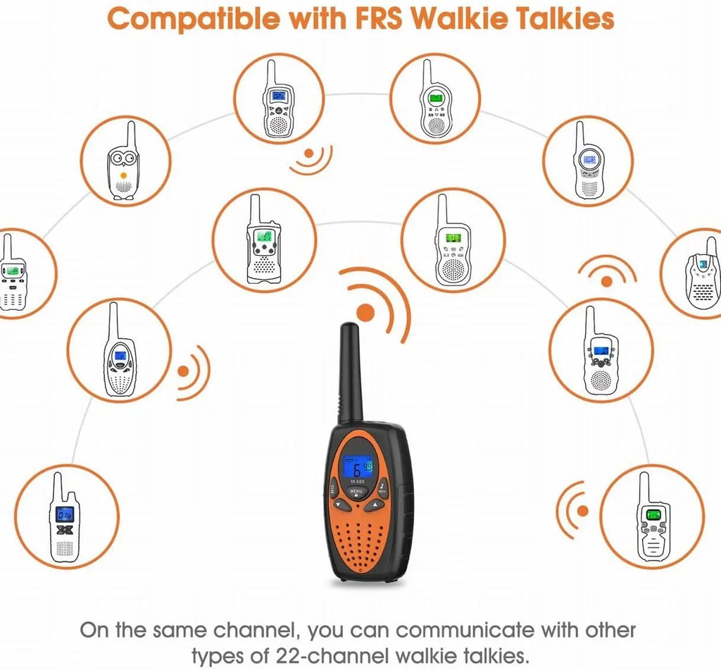 Two Way Radios Adults, FRS Walkie Talkie Long Range /Hands Free Walki Talki with Noise Cancelling Women Kids Camping Hiking Cruise Ship (Orange 2 in 1)
