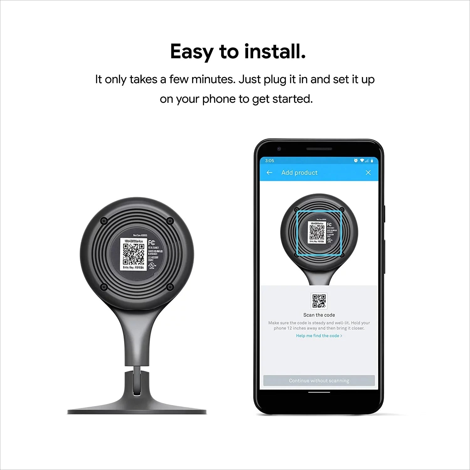 Google Nest Cam Indoor - Wired Indoor Camera Home Security - Control with Your Phone and Get Mobile Alerts - Surveillance Camera with 24/7 Live Video and Night Vision
