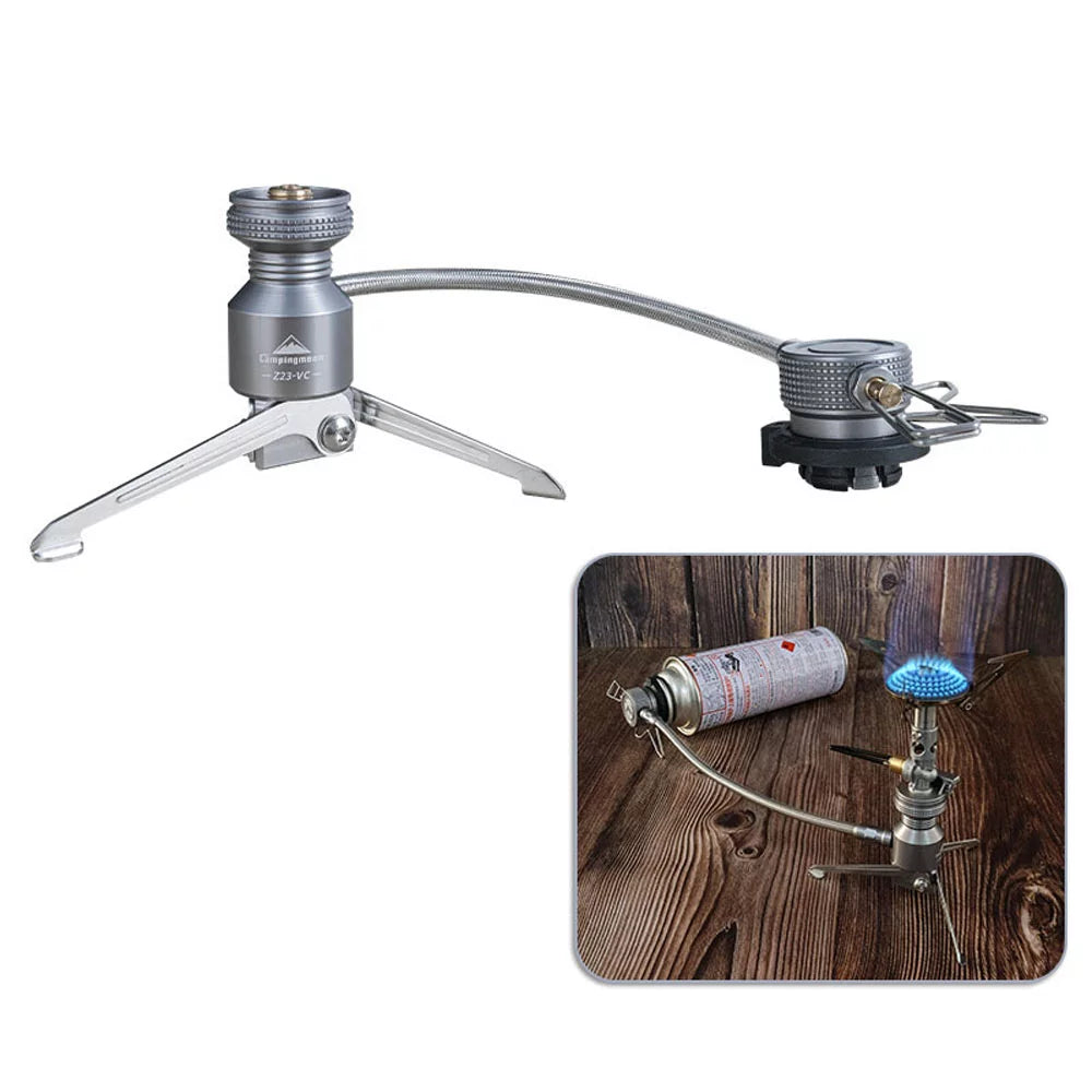 CAMPINGMOON Portable Camping Stove Connector, Tripod Butanes Canister Adapter Cooking Equipment Camping