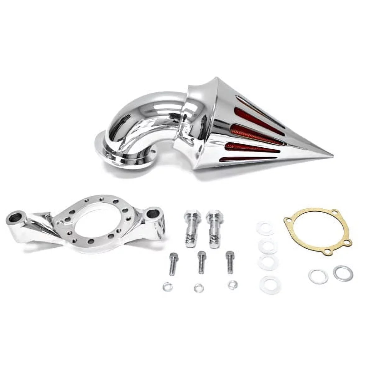 Krator Motorcycle Chrome Spike Air Cleaner Intake Filter with Harley-Davidson CVO Custom Applications