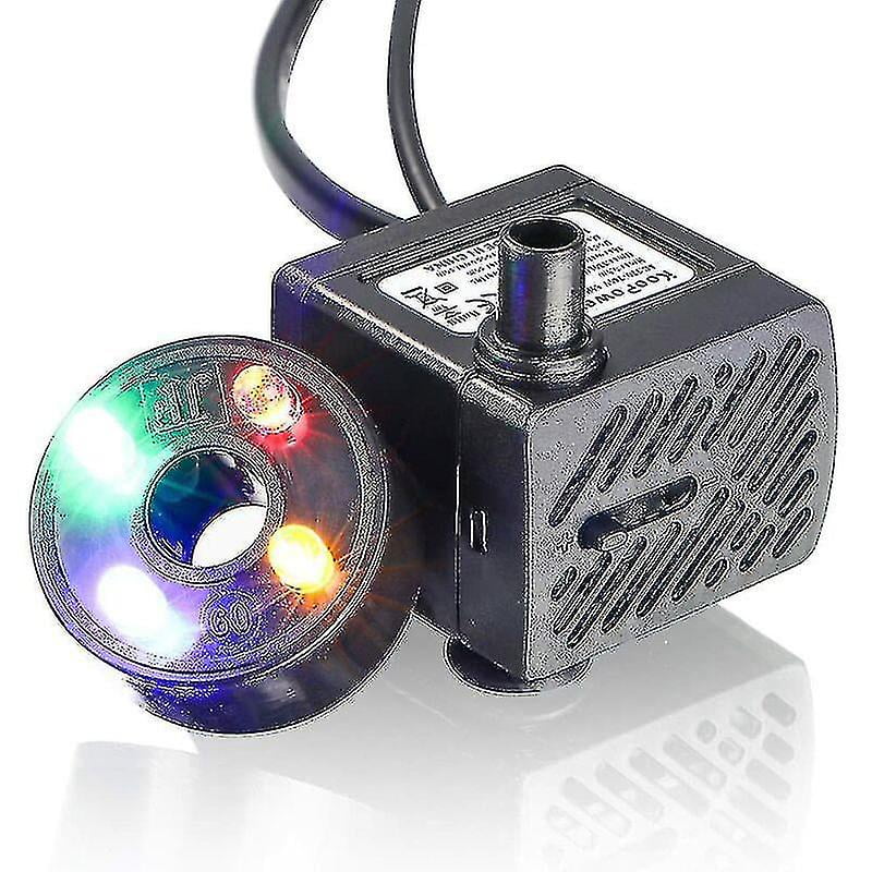 Mini Water Pump With Led, 180l/h, 3.5w, Small Aquarium, Garden, Well, Garden Pond, Water Fountain Pump