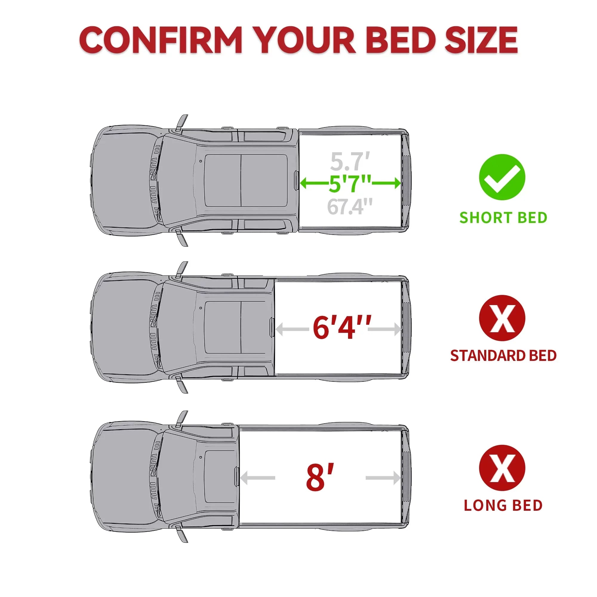 Ledkingdomus 8 ft 96.3" Bed Tonneau Shield Soft Quad-Fold 2002-2023 Dodge Ram 1500 2500 3500