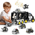 PayUSD Construction Toddler Police Truck Car Toys 3 4 5 6 Year Old Boys 5 in 1 Construction Car Trucks Playset with Play Mat & Accesoories, Birthday Gifts Toddlers Kids Boys Girls Age 3-5