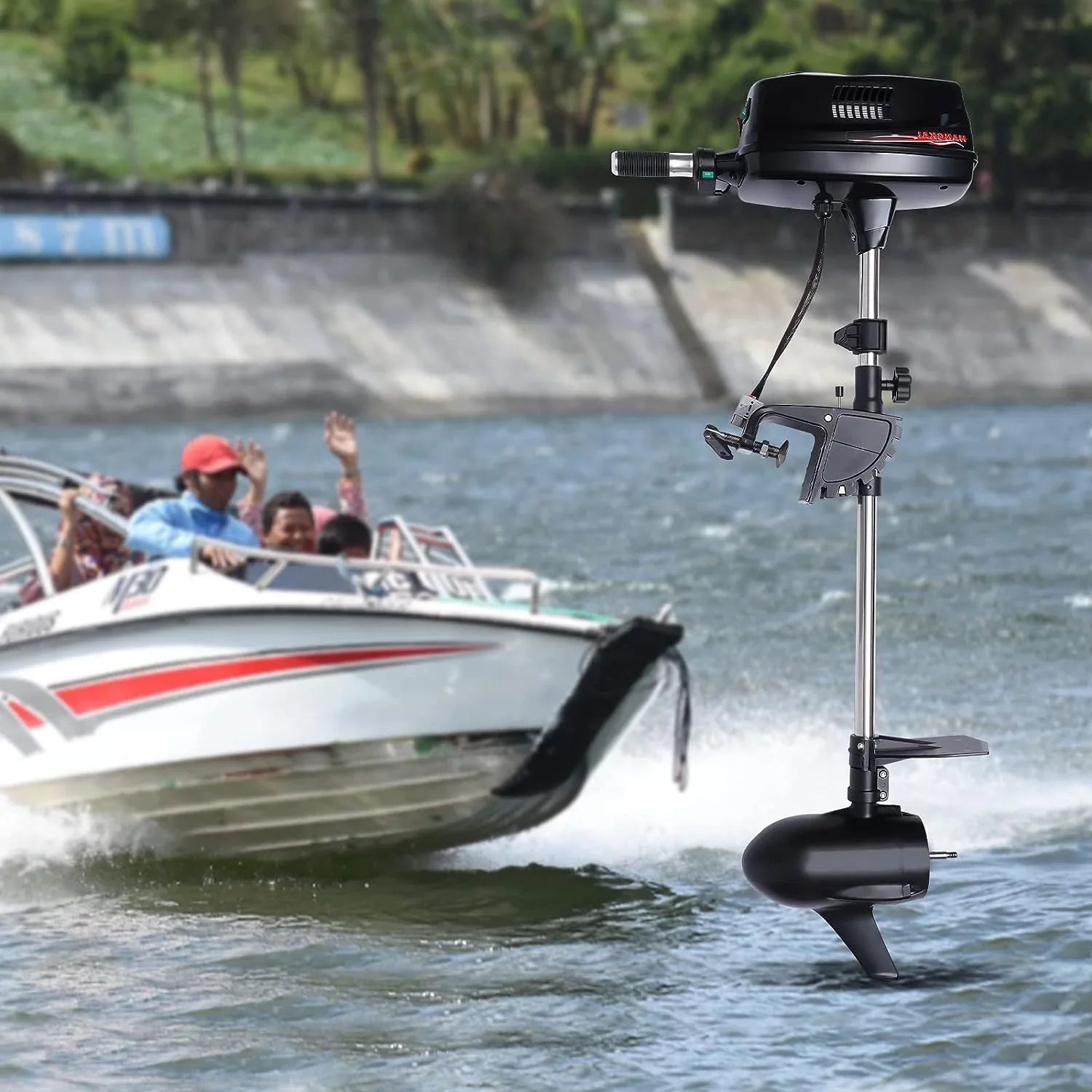 Miumaeov 10HP Electric Outboard Engine 60V 2200W Brushless Trolling Motor Jet Pump Propeller Fishing Vessel Engine Small Water Vehicles Inflatable Watercraft Canoes Aluminum Fishing Ship