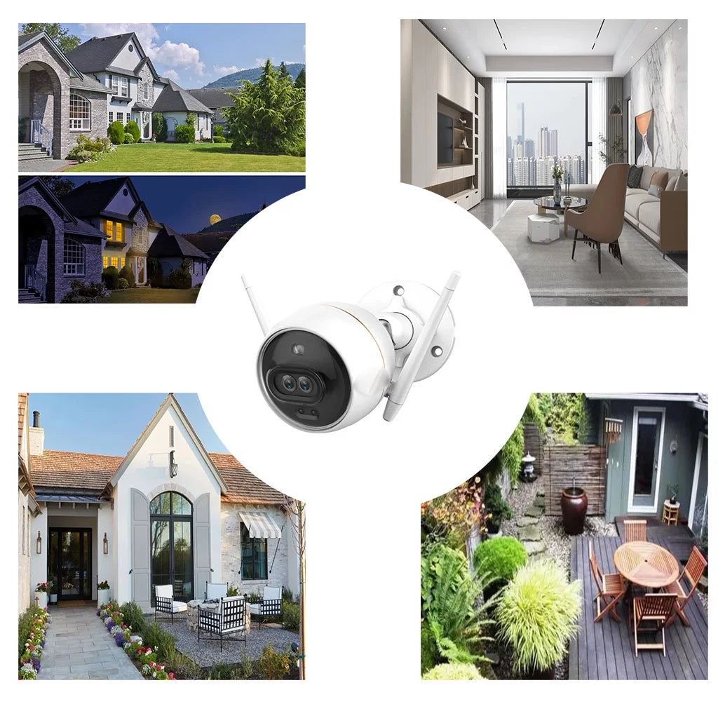 Outdoor Security Camera Dual Lens 1080P, Excellent Color Night Vision, Active Light & Siren Alarm with PIR Motion Detection, Proof, Two-way Talk, the First Dual Lens Security Camera(C3X)