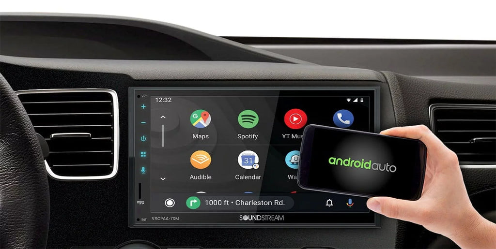 Soundstream VRCPAA-70M 7" Double DIN Bluetooth Apple CarPlay & Android +Camera Silver