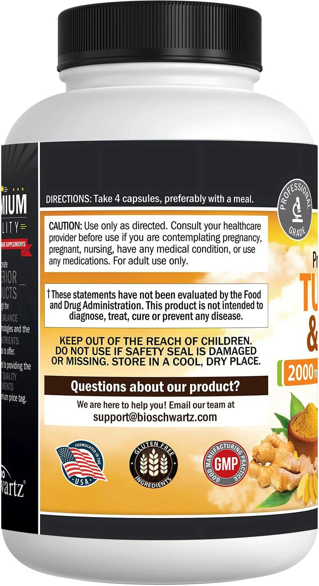 BioSchwartz Turmeric and Ginger root with BioPerine | Max Potency and Absorption | 160 Ct