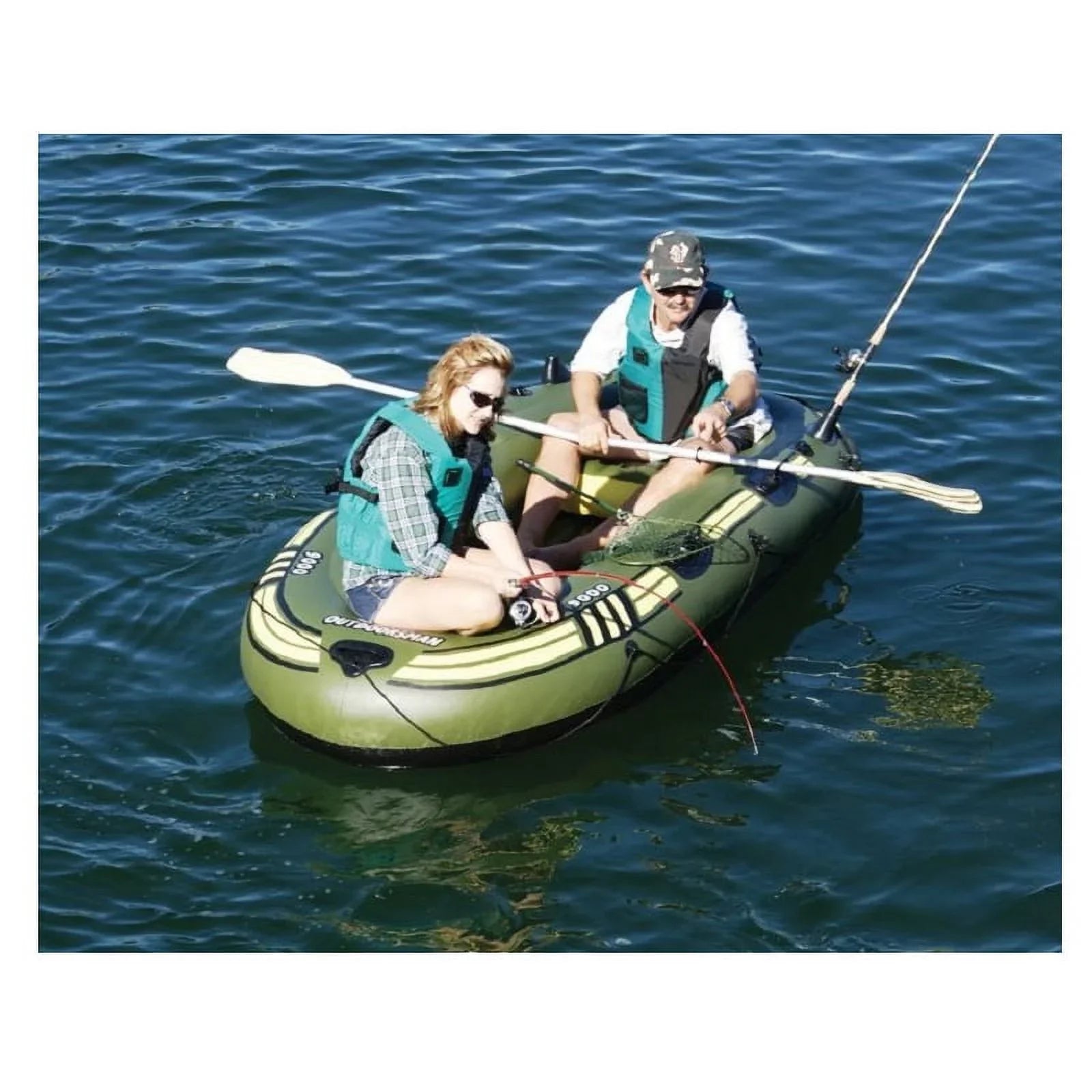 Swim Central 6-Person Inflatable Fishing Watercraft Float -12' - Black and Green