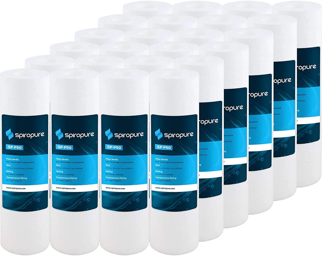 SpiroPure SP-P50 10x2.5 50 Micron Spun Melt-Blown Polypropylene Sediment Water Filter Cartridge SDC-25-1050 (Case of 24)