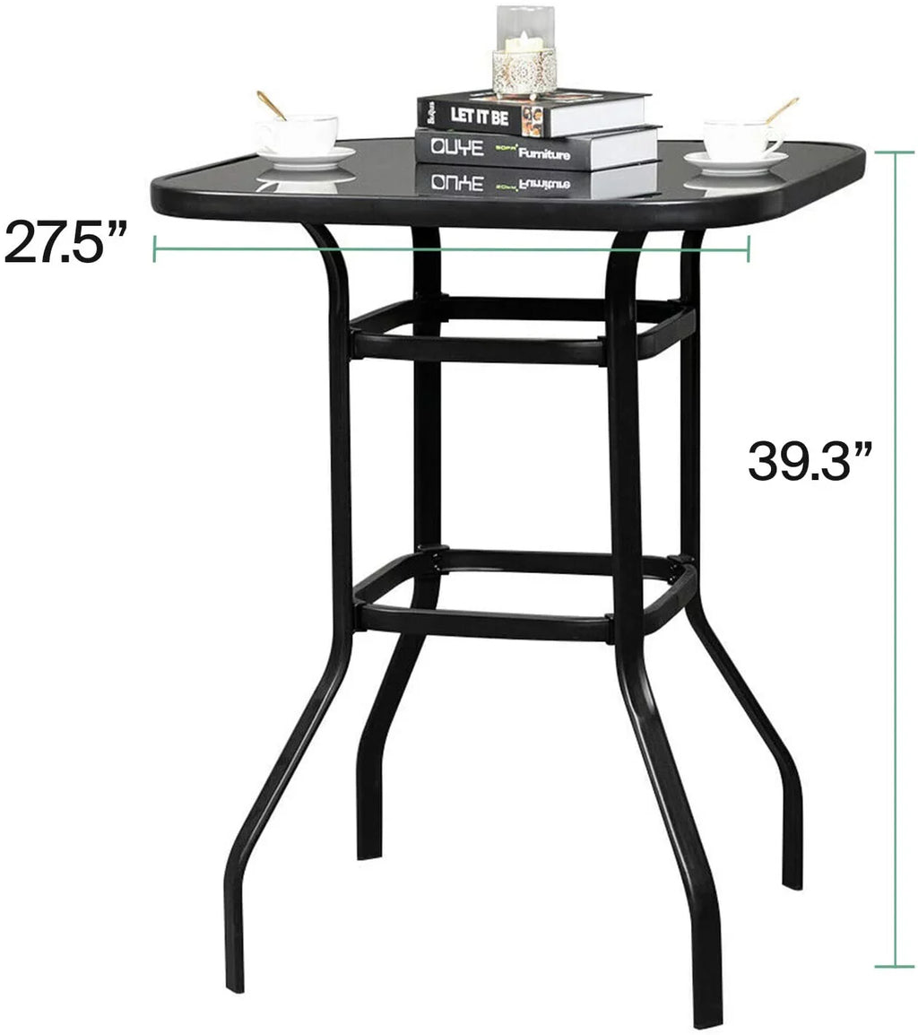 Adonis Sturdy Solid Glass Bar Table For Poolside