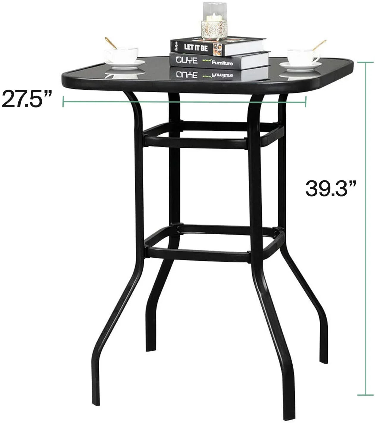 Adonis Sturdy Solid Glass Bar Table For Poolside