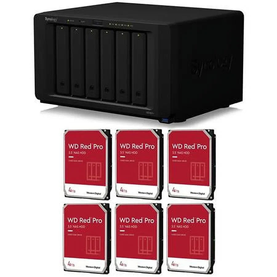 DiskStation DS1621+ 6-Bay NAS Enclosure, Bundle with 6x WD Red Pro 4TB 3.5" SATA III Internal NAS Hard Drive