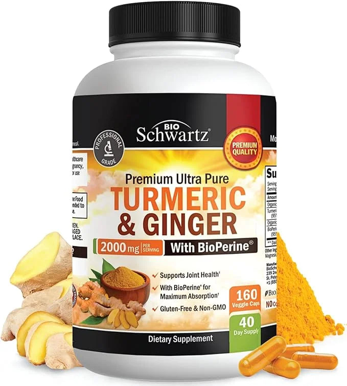 BioSchwartz Turmeric and Ginger root with BioPerine | Max Potency and Absorption | 160 Ct