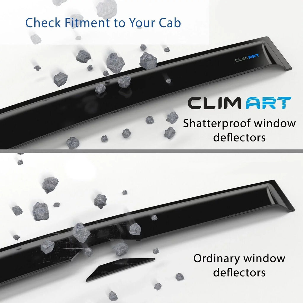 CLIM ART Incredibly Long-lasting Rain Guards with Chevrolet (Chevy) Silverado/GMC Sierra 1500 2019-2024 Crew Cab, Truck Accessories, Tape-on Window Deflectors, Vent Window Visors, 4pcs- 419160