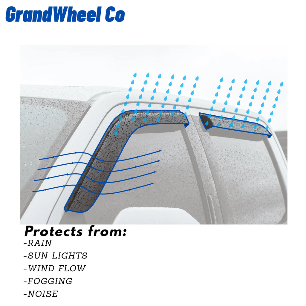 GrandWheel Co Smoke Tinted Tape-On Side Window Vent Visor Deflectors Rain Guards with Nissan Rogue 2021-2024 - 6pcs. GW0299