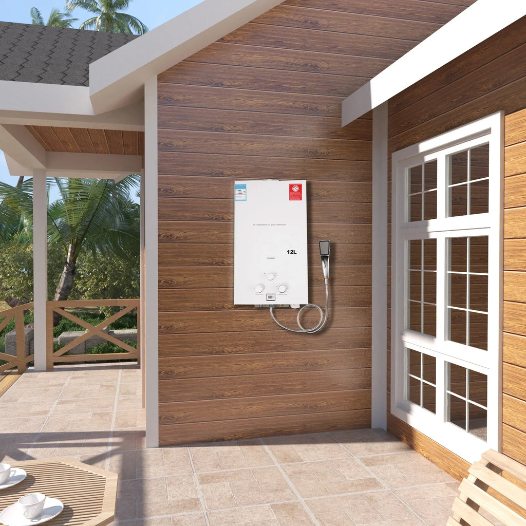 NICCOO 12L Portable LPG Propane Gas Water Heater Gas Tankless Boiler Camping Outdoor