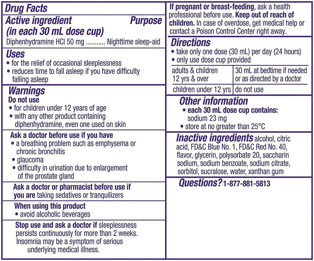 Vicks Zzzquil Nighttime Sleep-Aid Liquid, Warming Berry Flavor, 6Oz, 6-Pack