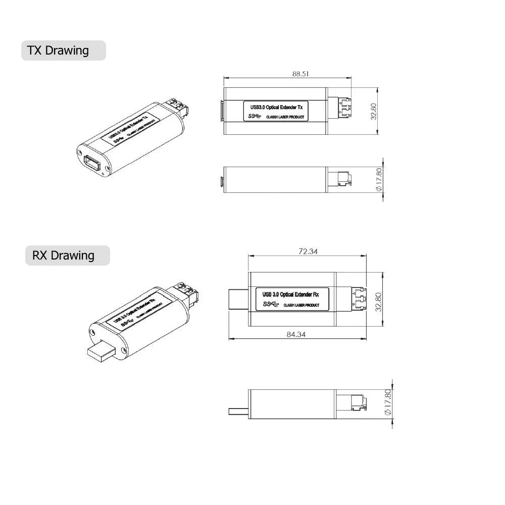 Transwan Mini USB 3.0 Fiber Extender to Max 250 Meters over Single-mode Fiber w/ SFP module, Support 5Gbps Speed