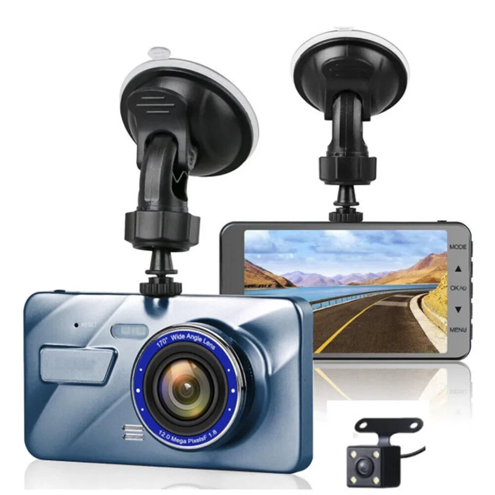 Onemayship HD 1080P Car Dual Lens Dash Cam 4" DVR Recorder Front & Rear Camera Night Vision