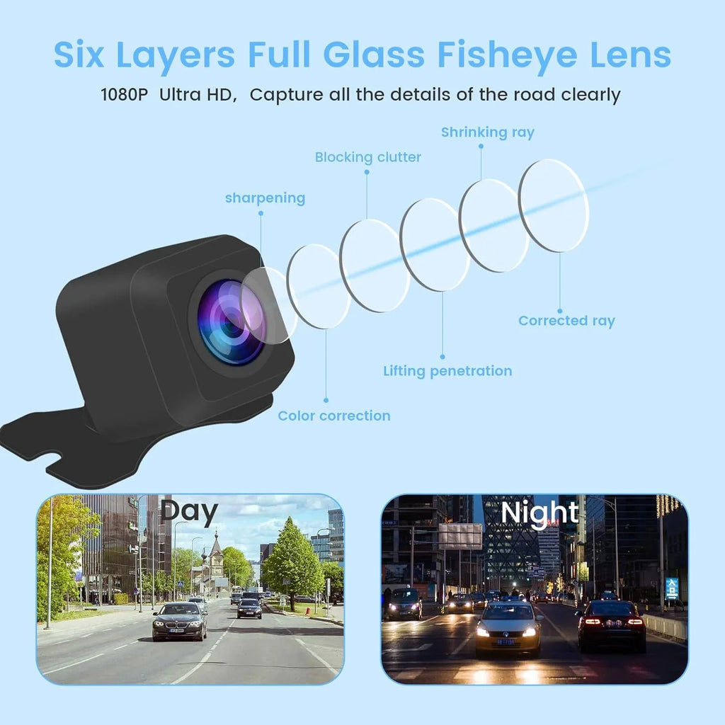 Dasaita AHD 1080P Front Camera Wide Angle Rearview/Side Switch Video Clear Night Vision IP69 Waterproof Reverse/Front Rear View Camera