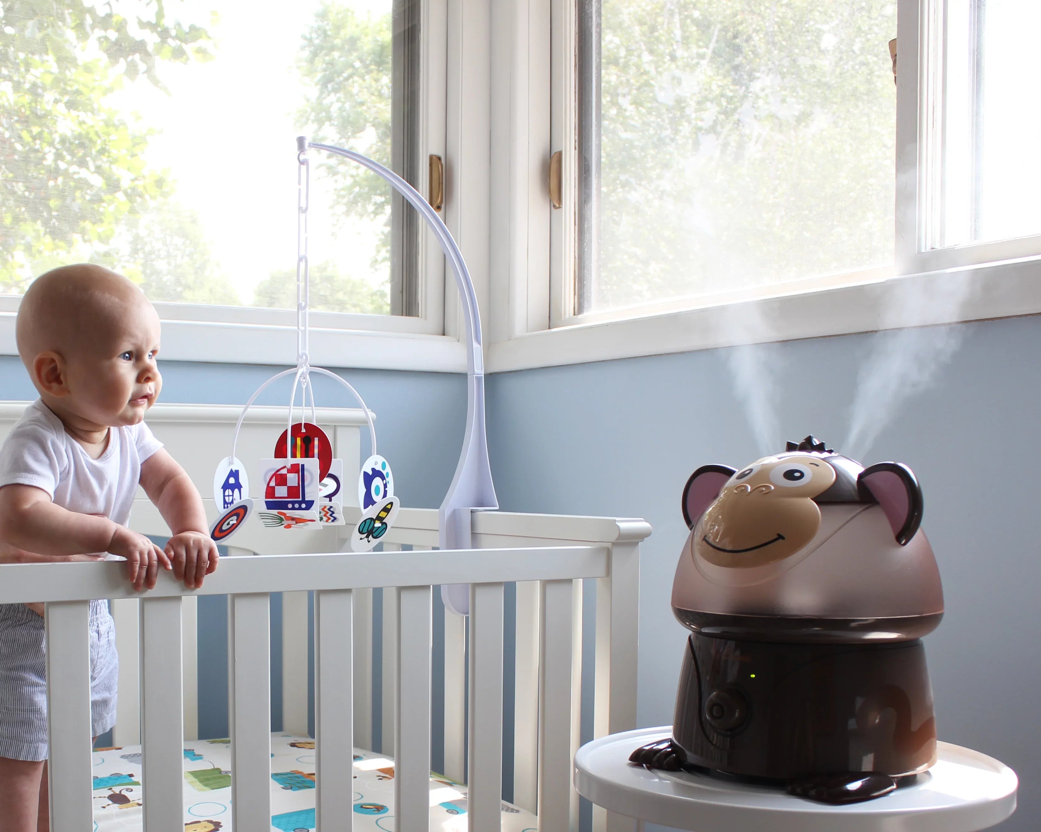 Crane Adorable Ultrasonic Cool Mist Humidifier Kids, 1 Gallon, 500 Sq Ft Protection 24 Hour Run Time - Monkey