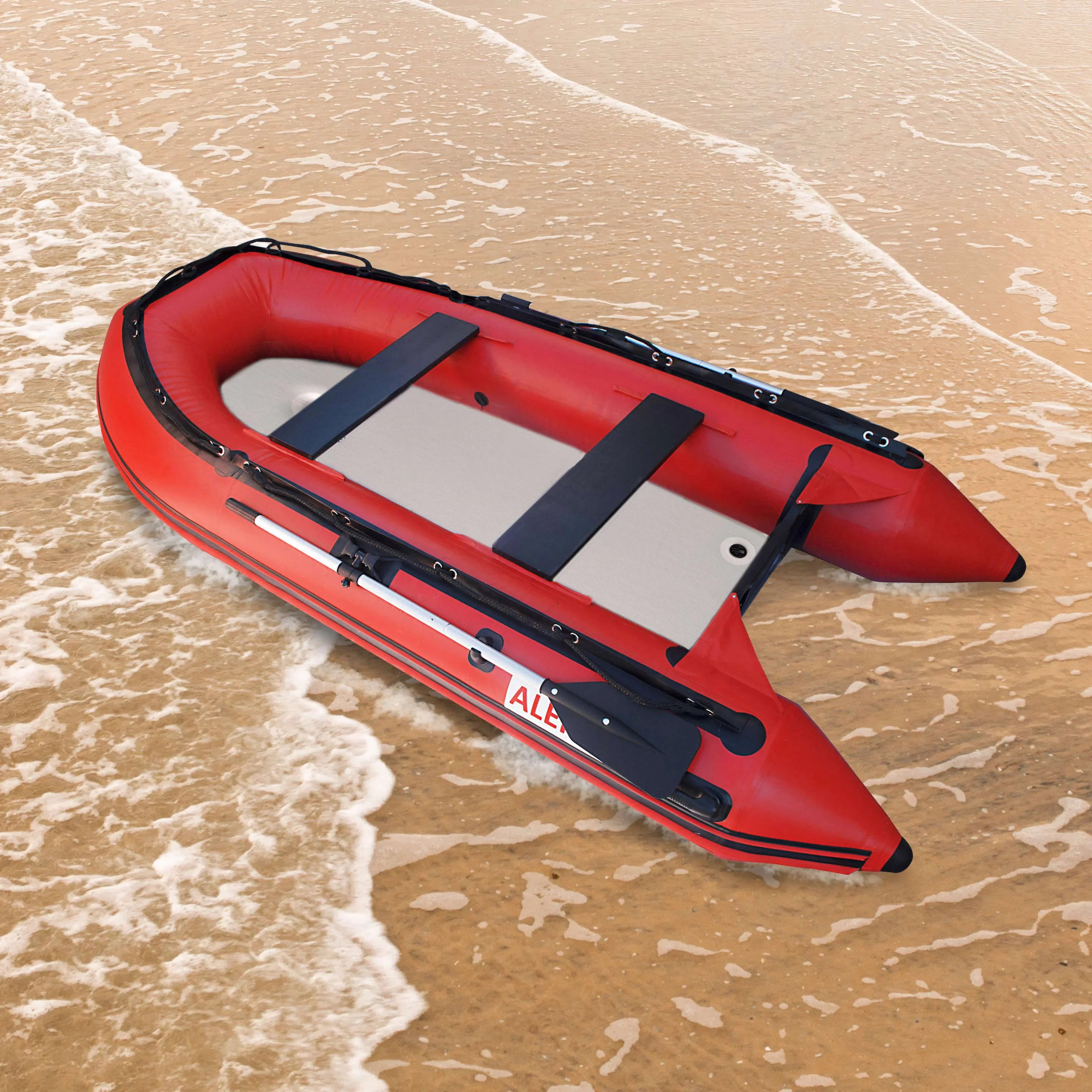 ALEKO Inflatable Craft with Air Deck Floor - 10.5 Ft - Red