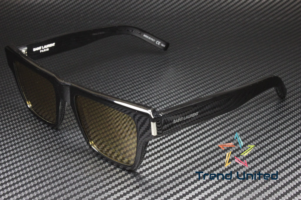 SAINT LAURENT SL 469 004 Square Black Shiny Yellow 51 mm Men's Sunglasses