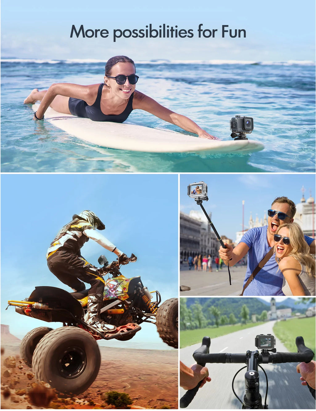 APEMAN A100s Action Camera 4K 50fps Touchscreen Ultra HD 20MP WiFi Sports 40M Dual 1350 mAh Batteries