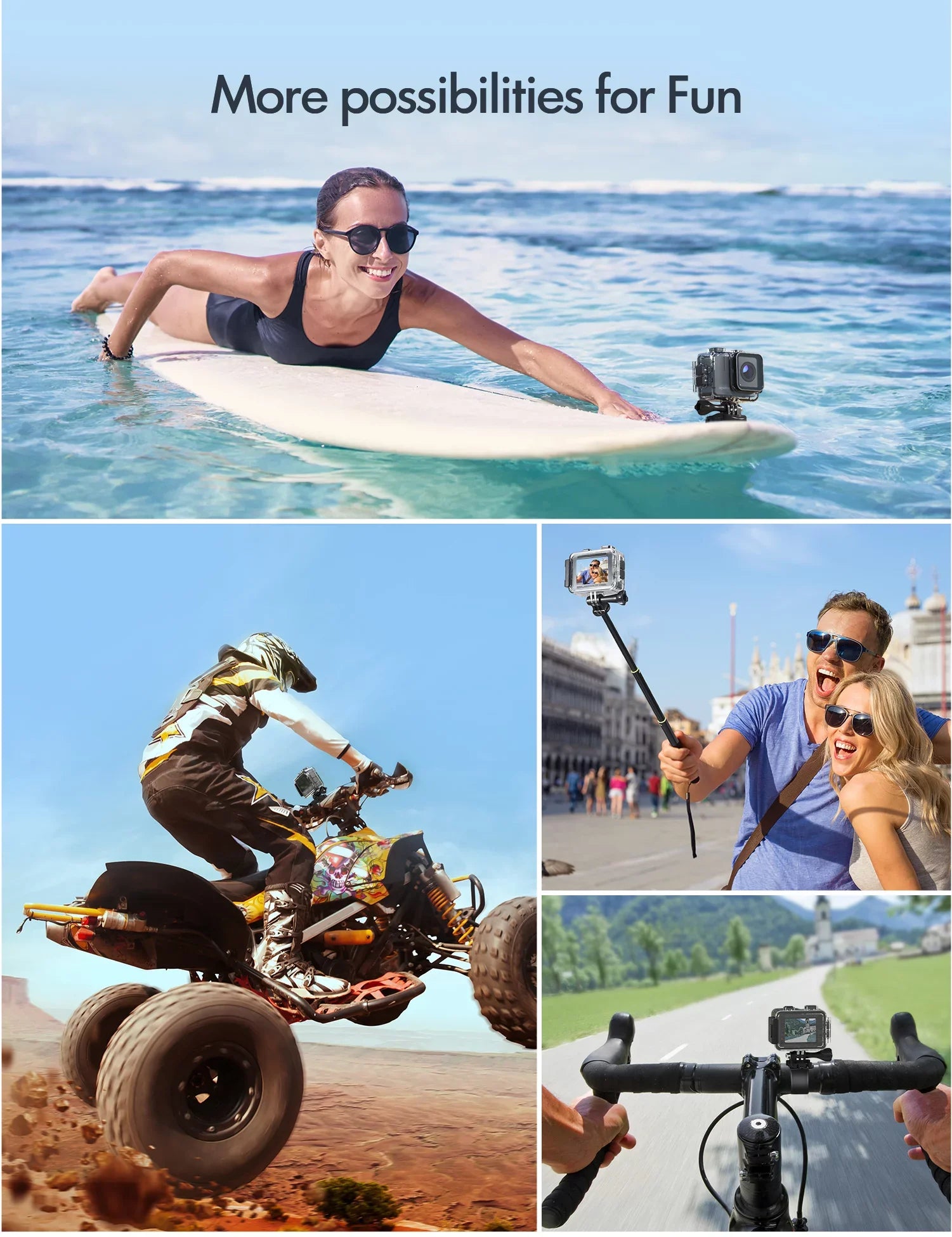 APEMAN A100s Action Camera 4K 50fps Touchscreen Ultra HD 20MP WiFi Sports 40M Dual 1350 mAh Batteries