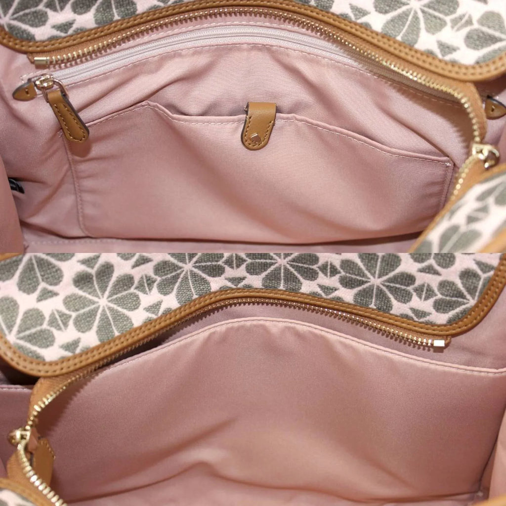Pre-Owned Kate Spade spade flower collection tote bag shoulder jacquard leather pink x brown women's KS (Good)