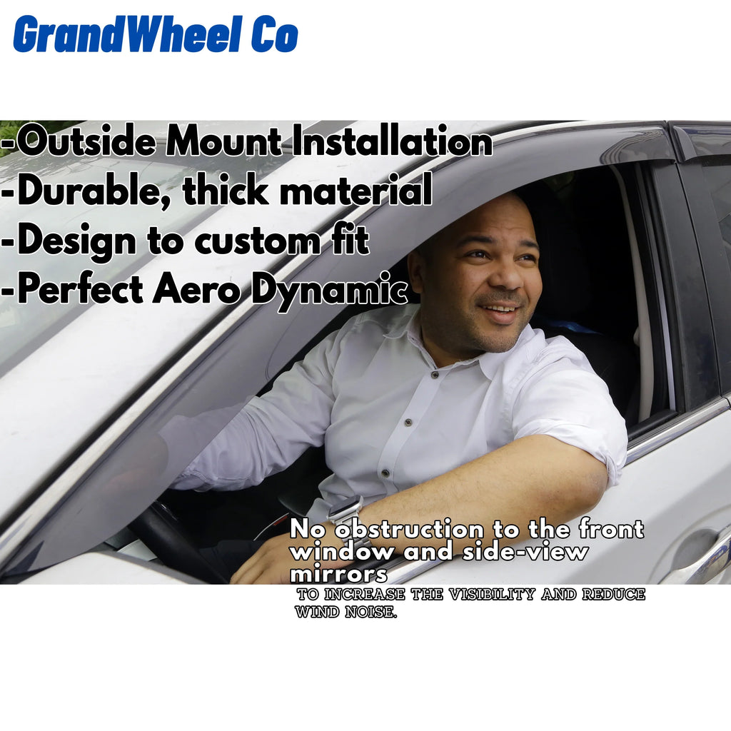 GrandWheel Co Smoke Tinted Tape-On Side Window Vent Visor Deflectors Rain Guards with Nissan Rogue 2021-2024 - 6pcs. GW0299