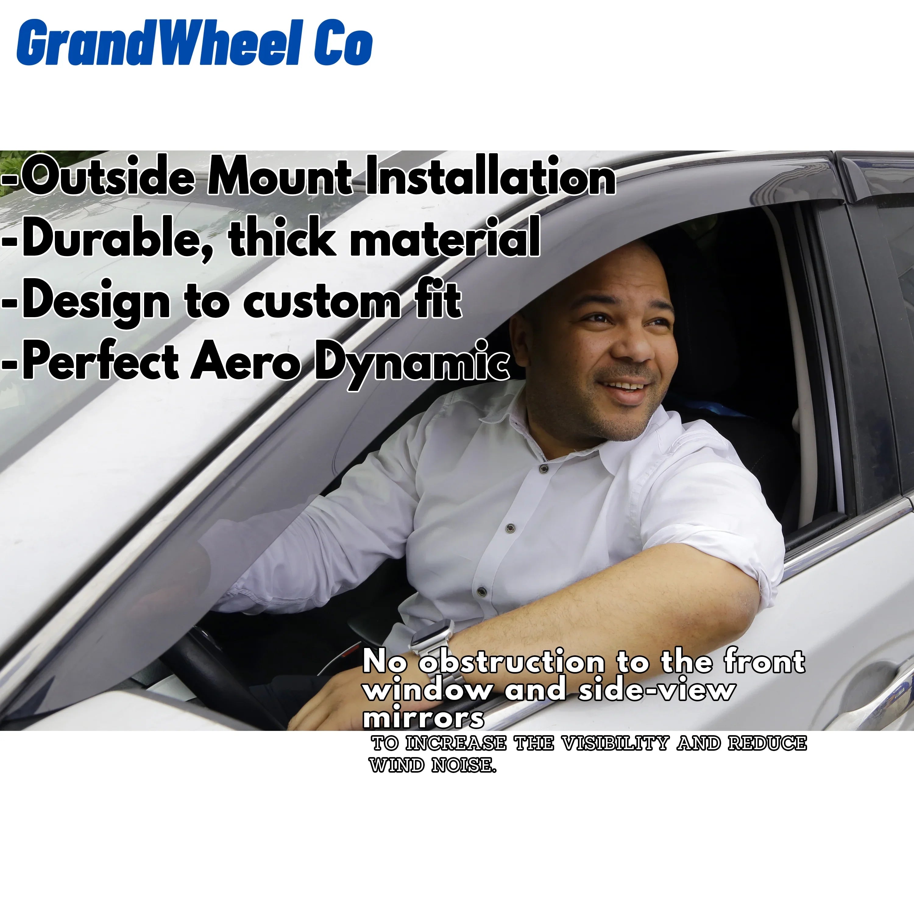 GrandWheel Co Smoke Tinted Tape-On Side Window Vent Visor Deflectors Rain Guards with Nissan Rogue 2021-2024 - 6pcs. GW0299