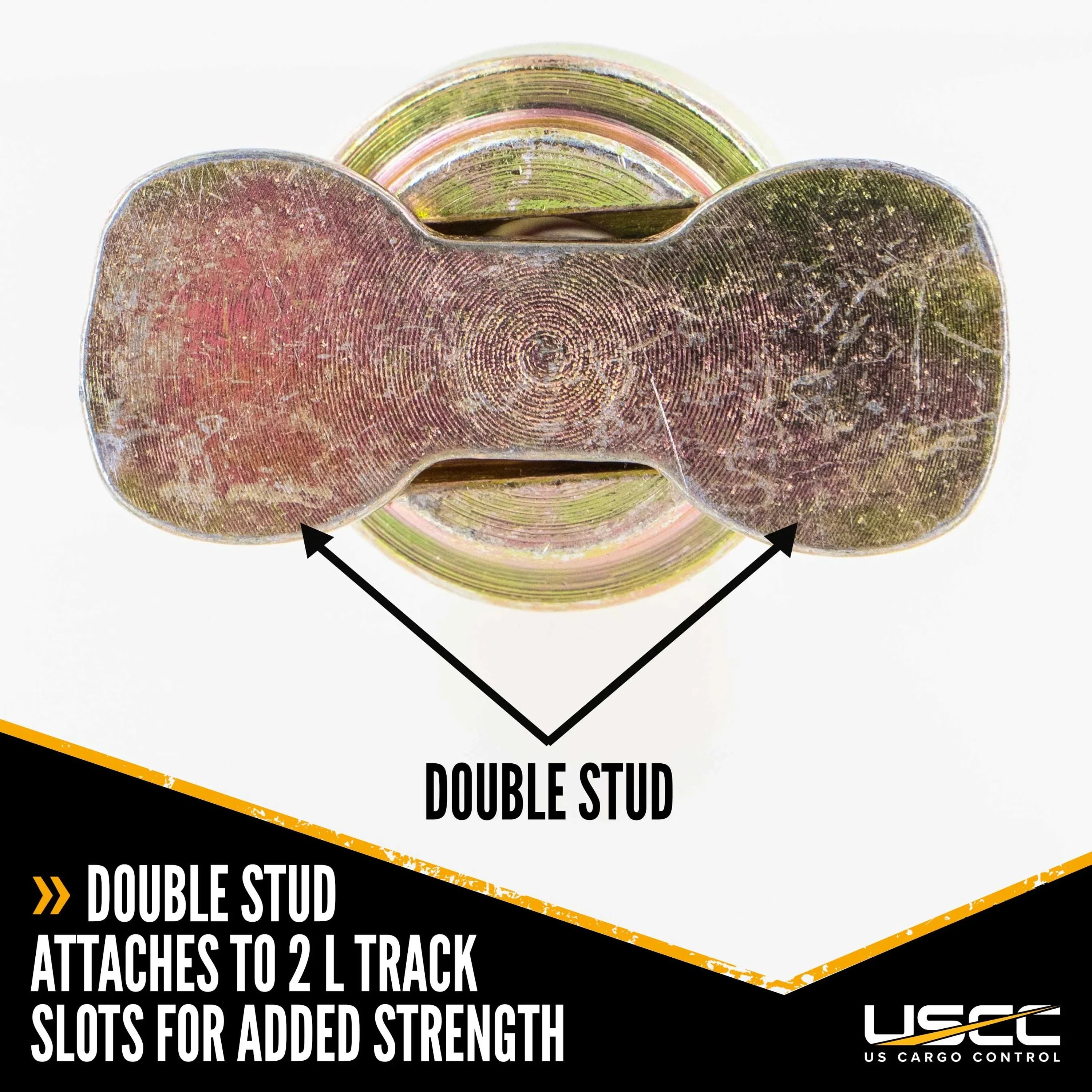 US Cargo Control L Track Double Lug Threaded Stud Fitting, Use With L Track Rails In Your Truck Or Trailer To Create Heavy-Duty Bolt Down Anchor Points, Working Load Limit Of 1,833 Pounds, 10 Pack