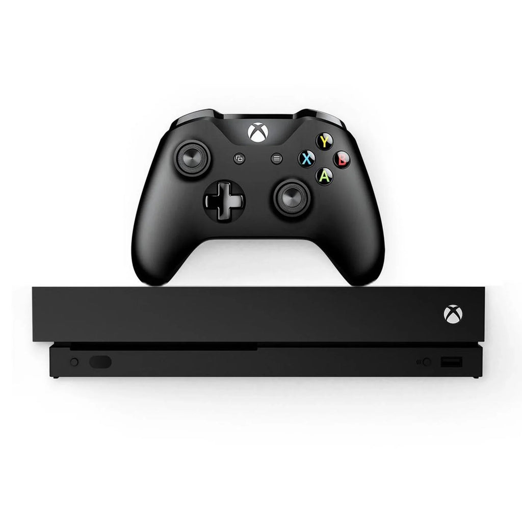 Microsoft Xbox One X 1TB, 4K Ultra HD Black with BOLT AXTION Cleaning Kit Headset Bundle Like New