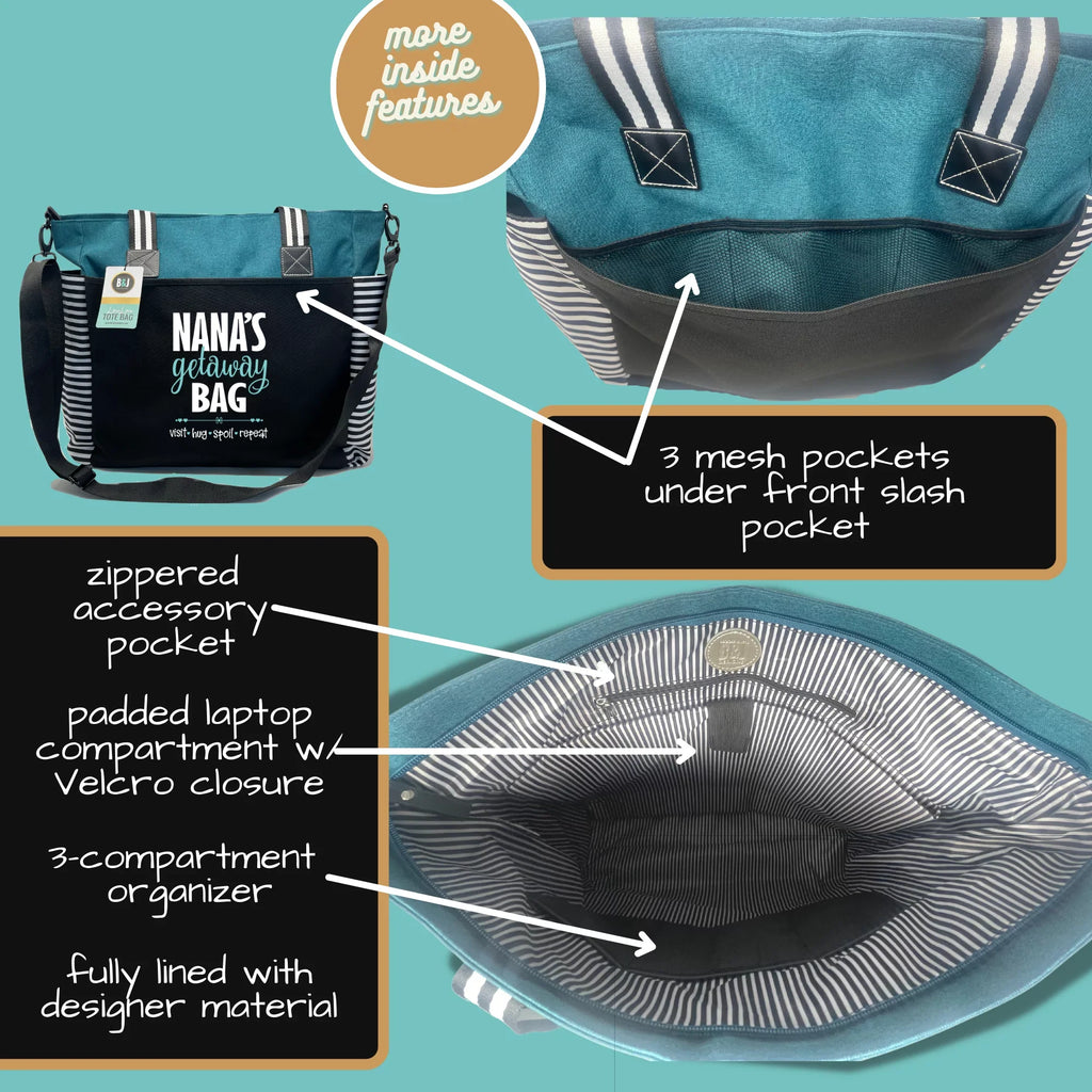 Nana Getaway LouLou Teal Tote Bag Grandmothers