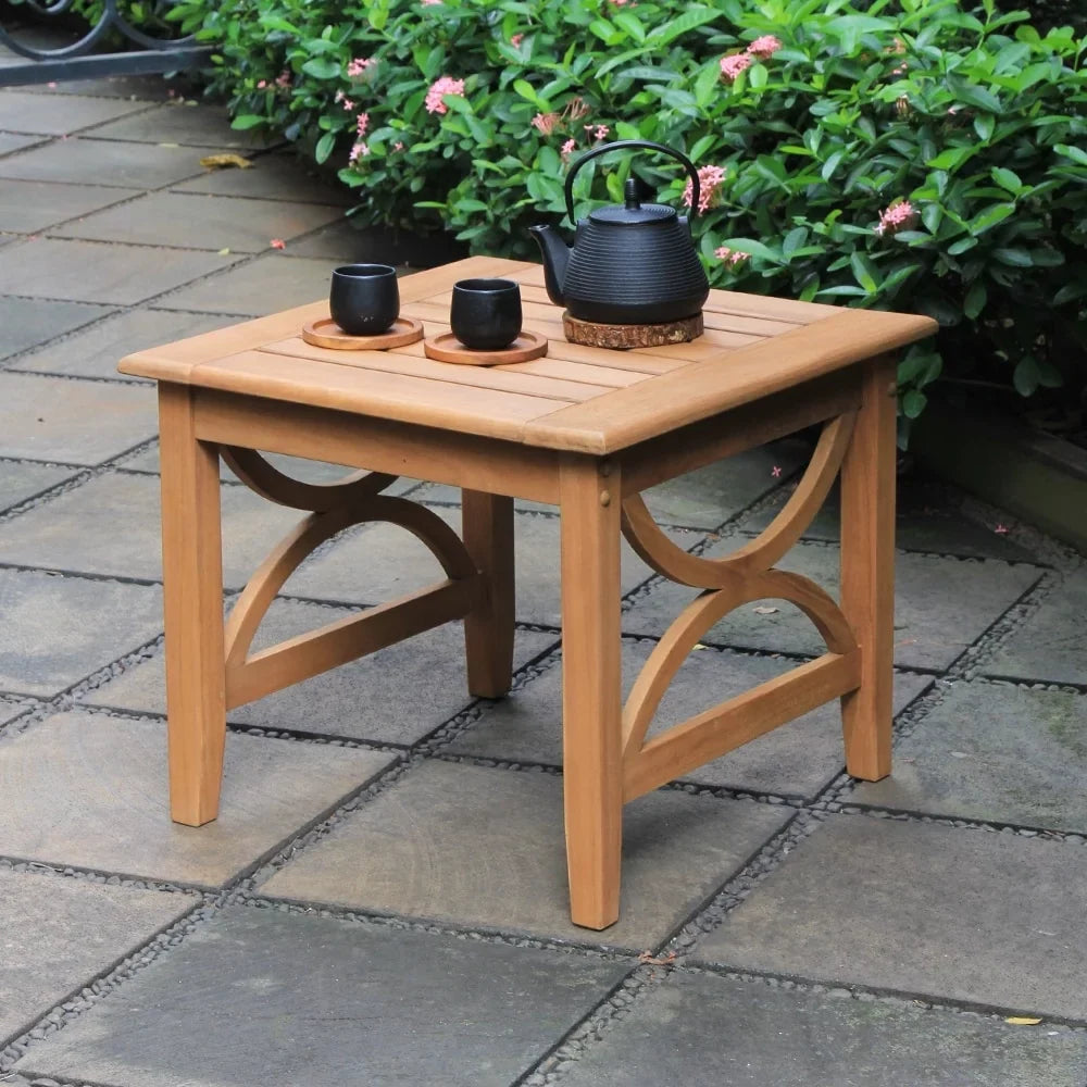 Cambridge Casual Lowell Teak Patio Side Table ed Gray