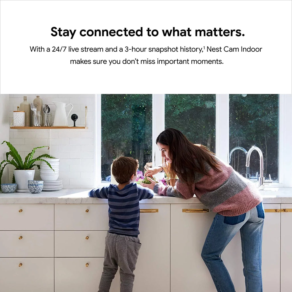 Google Nest Cam Indoor - Wired Indoor Camera Home Security - Control with Your Phone and Get Mobile Alerts - Surveillance Camera with 24/7 Live Video and Night Vision