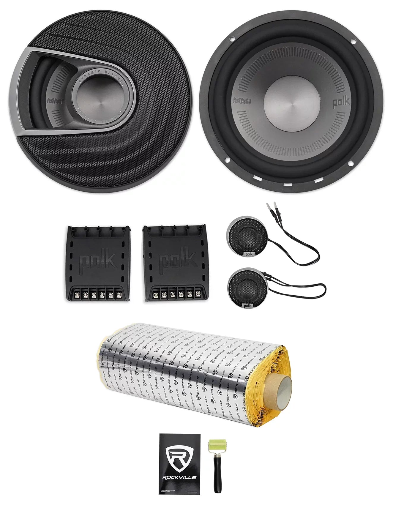 Polk Audio MM6502 6.5” 750w Component Car/Marine/ATV/Motorcycle Speakers+Rockmat