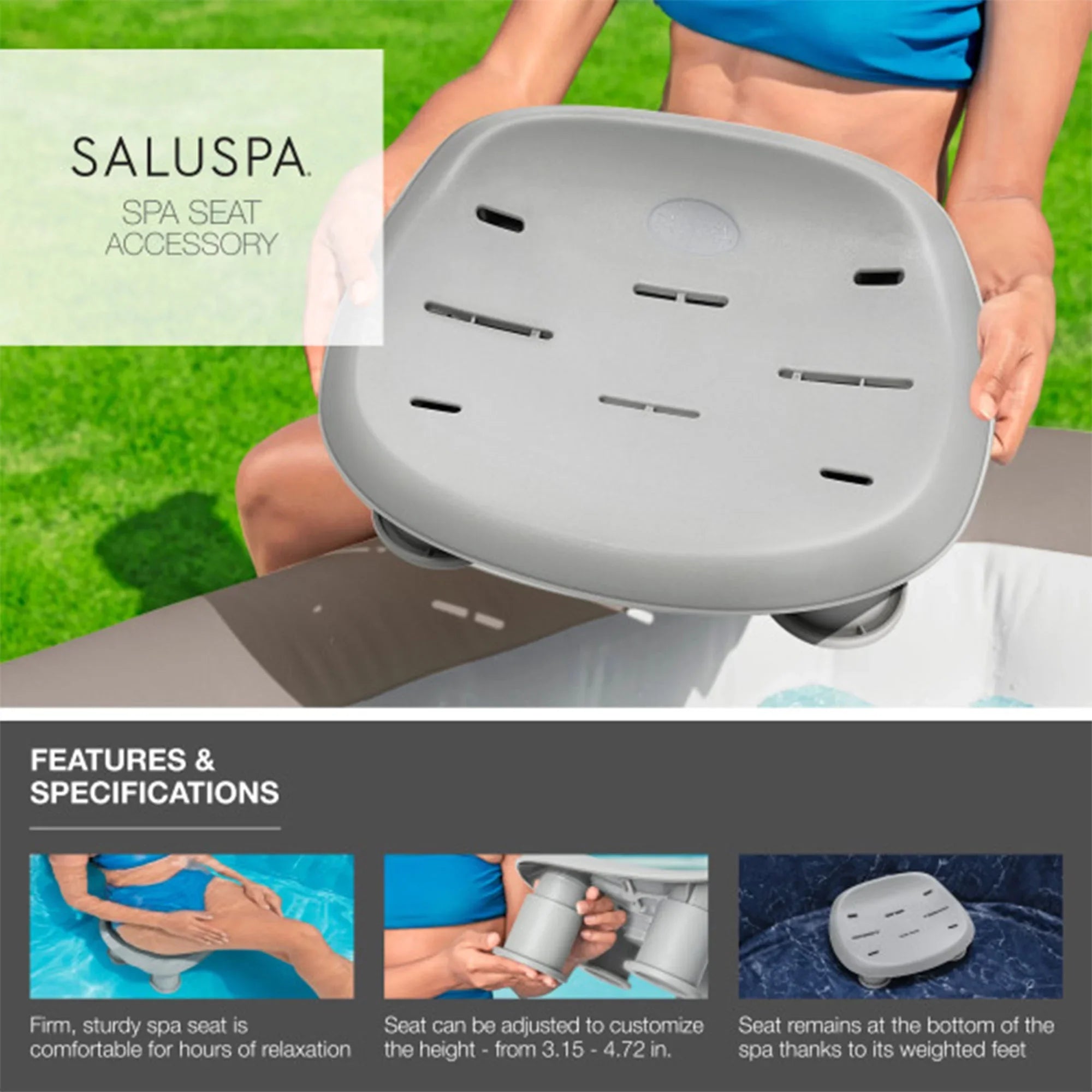 Bestway SaluSpa Cancun Inflatable Hot Tub w/2 SaluSpa Spa Seat & 2 Pillows