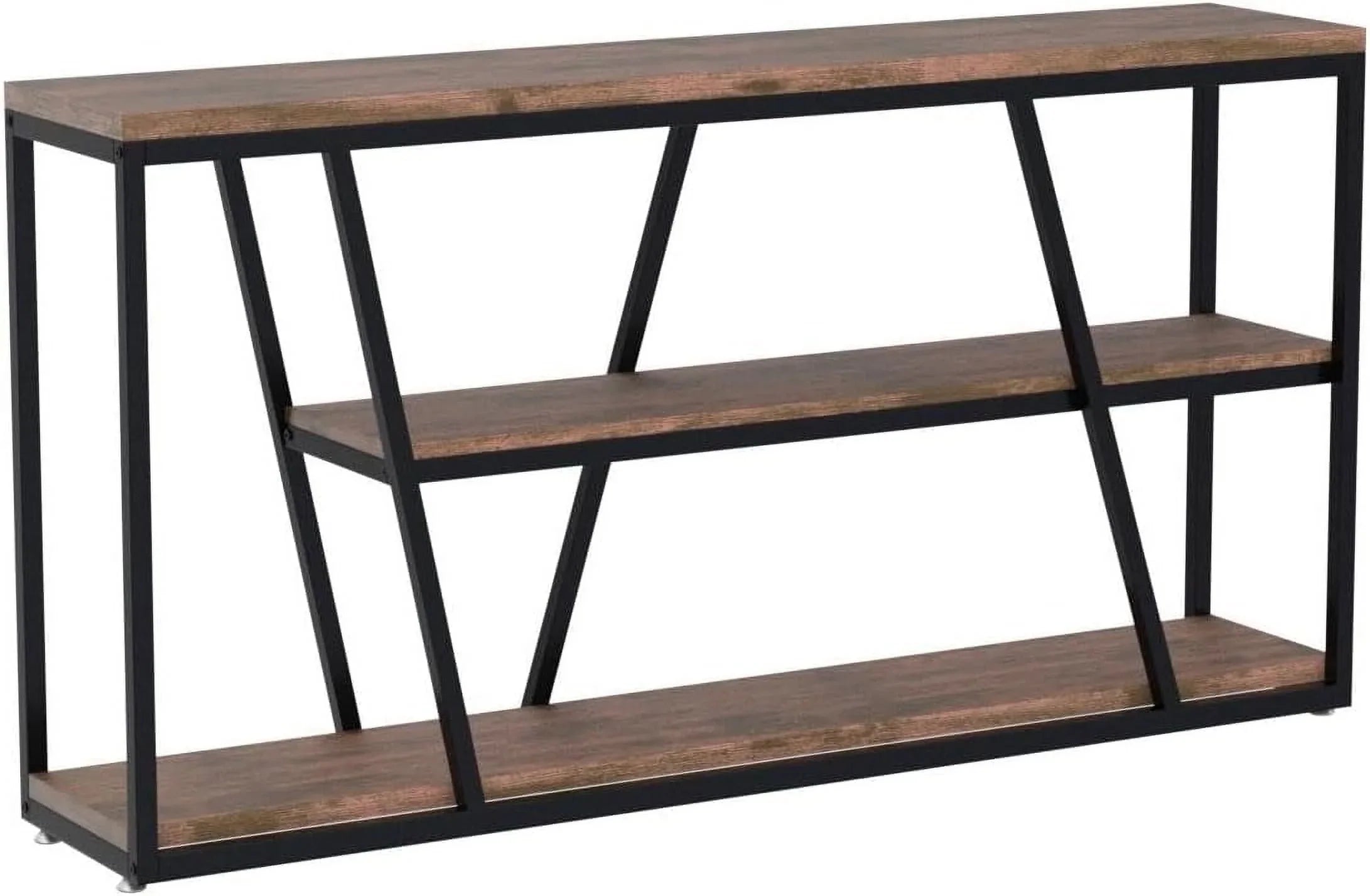 Console Table, Industrial Sofa Table with Shelves, 3-Tier Entryway Table with Storage Entryway, Living Room, Hallway, 59.1" L x 11.8" W x 31.5" H, Rustic Brown