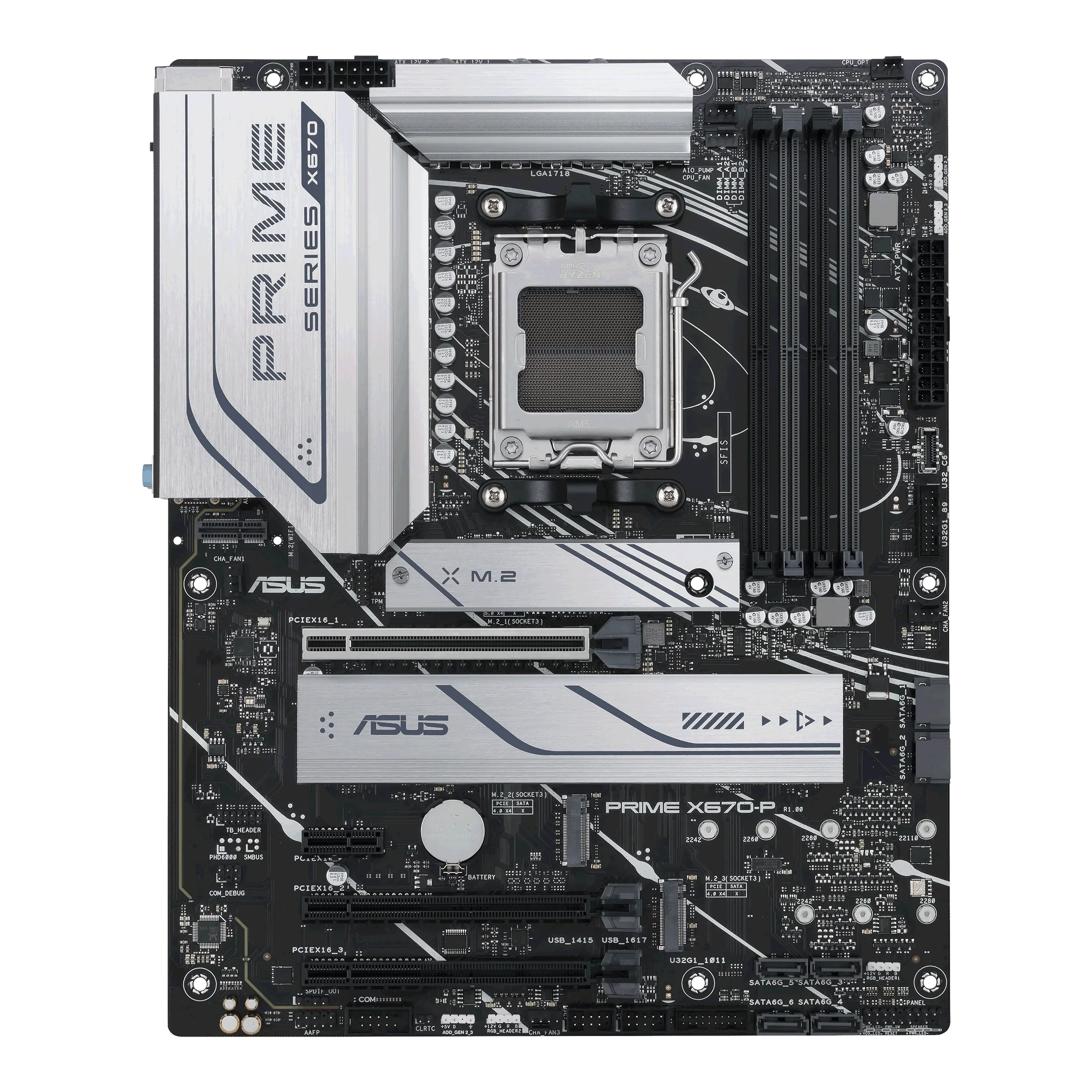 ASUS Prime X670-P Socket AM5 (LGA 1718) Ryzen 7000 ATX Motherboard (DDR5, 3xM.2 Slots, USB 3.2 Gen 2x2 Type-C, USB4 Header, and 2.5Gb Ethernet)