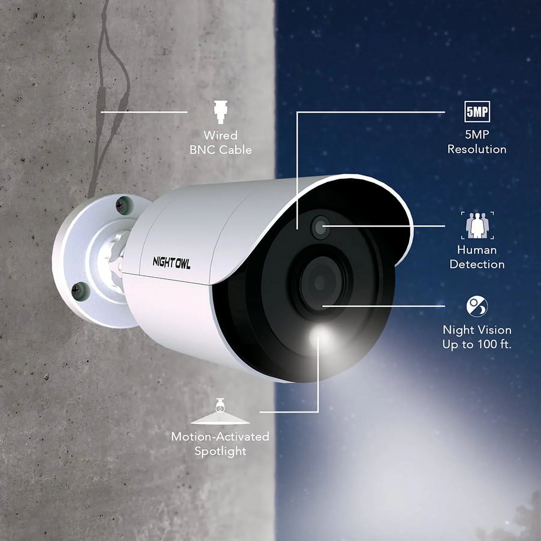 Night Owl 8 Channel 5MP DVR with Human Detection Technology, 1 TB HDD and 6 Light Cameras