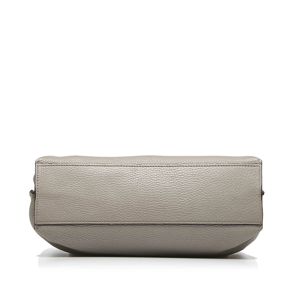 Pre-Owned Authenticated Gucci Medium Bamboo Daily Calf Leather Gray Satchel Unisex (Good)