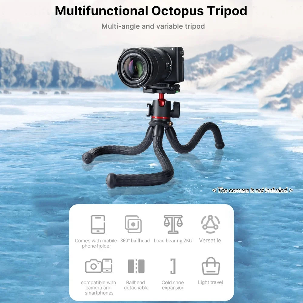 Dadypet MT-33 Octopus Tripod with Cold Shoe Mount, Rotatable Ball Head, Smartphone Camera Live Streaming Vlog