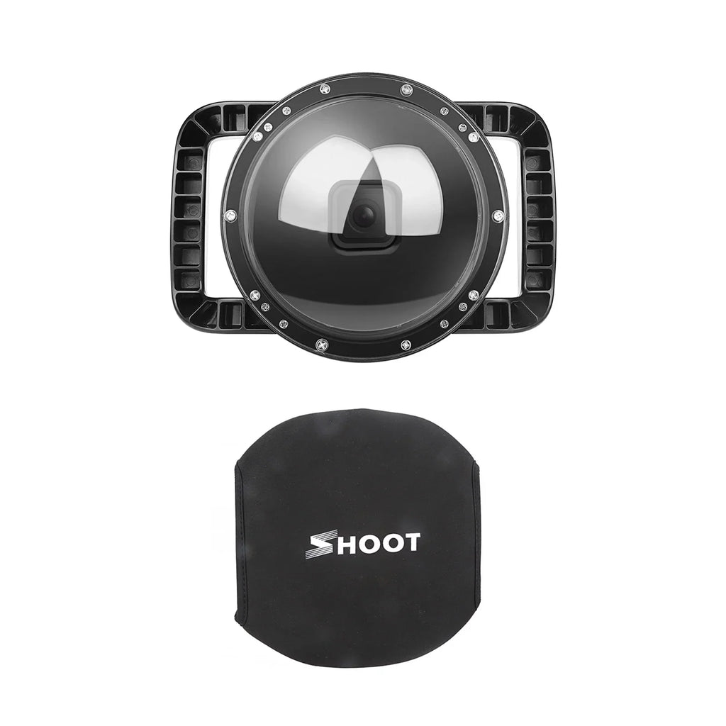 Waterproof Dome Port Case 9 Black and 10 SHOOT XTGP559, Dual Handle, 45m Waterproof, 180° Wide Angle
