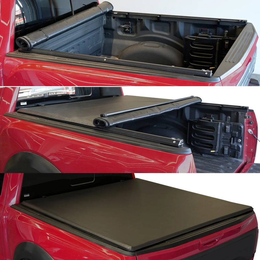 XTWEEX Soft Roll Up Truck Bed Tonneau Wrap Fits 2002-2023 Dodge Ram 1500 | 2003-2023 Ram 2500 3500 | 2019+ Ram 1500 Classic Body(Not New Body) 6.4 FT Bed W/O Rambox