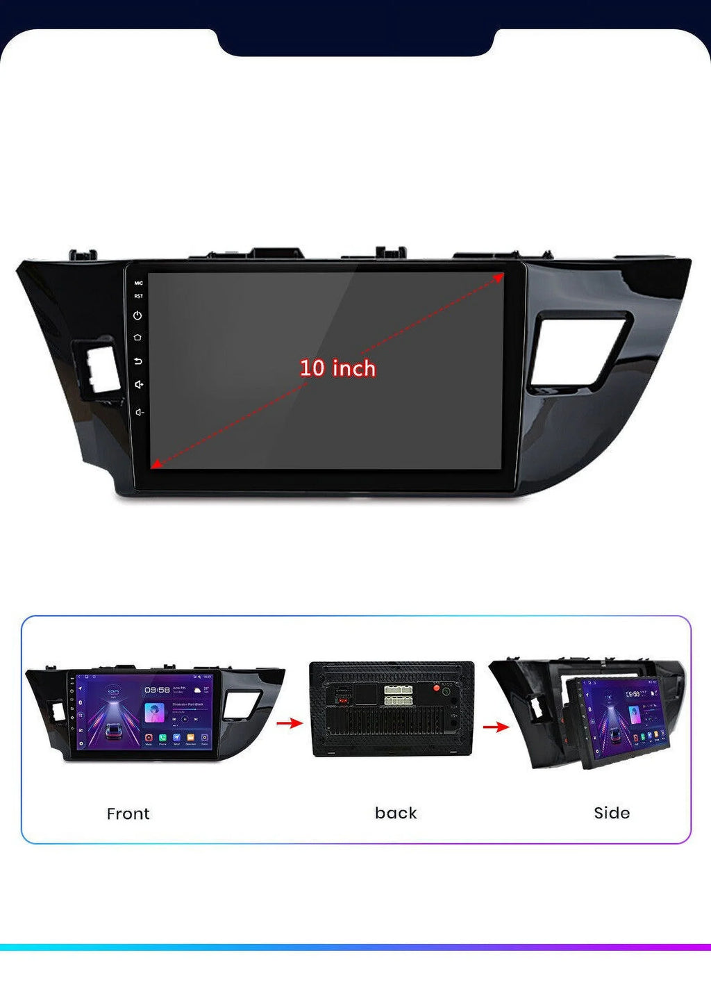 10.1" 1280*720 IPS Android 12 Wifi 2+32GB Car Stereo Radio Carplay GPS Navigation For Toyota Corolla 2014 2015 2016