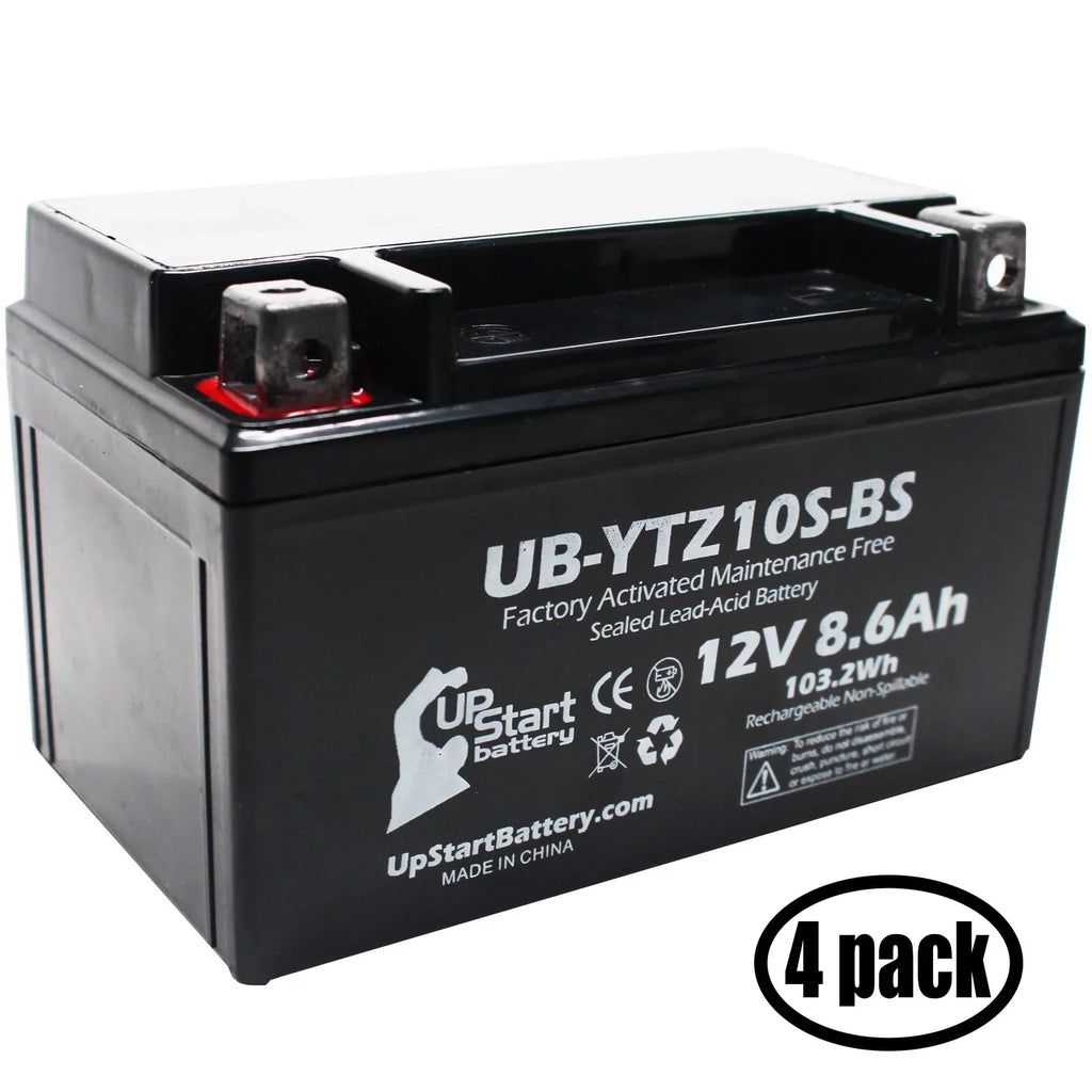 4-Pack UpStart Battery Replacement 2005 Yamaha YZF-R1 1000CC Factory Activated, Maintenance Free, Motorcycle Battery - 12V, 8.6Ah, UB-YTZ10S-BS
