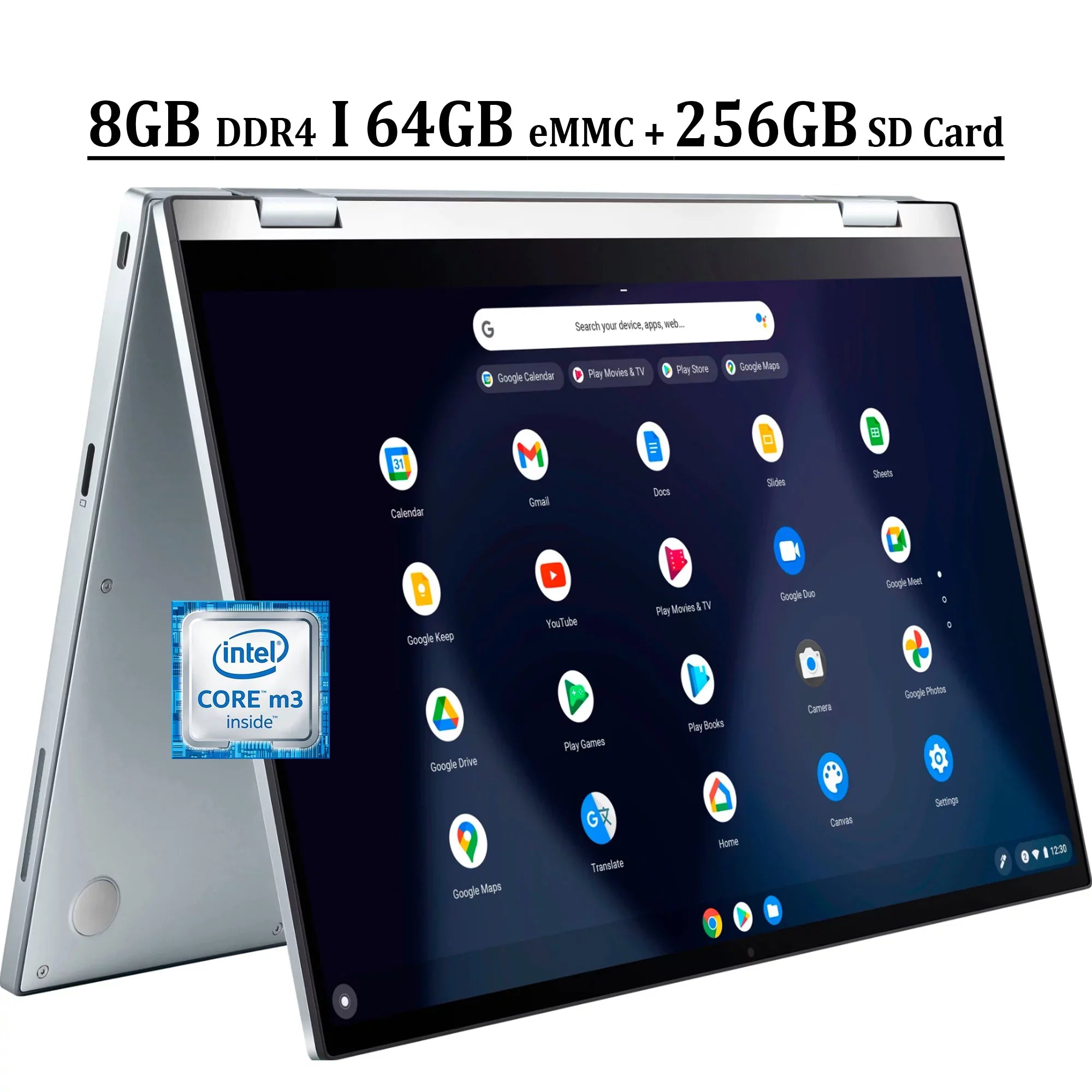 ASUS Chromebook Flip C433 14 2-in-1 Business Laptop 14" FHD IPS Touchscreen Intel Core M3-8100Y Processor 8GB DDR4 64GB eMMC + 256GB SD Card Intel UHD Graphics 615 USB-C Webcam Chrome OS Silver
