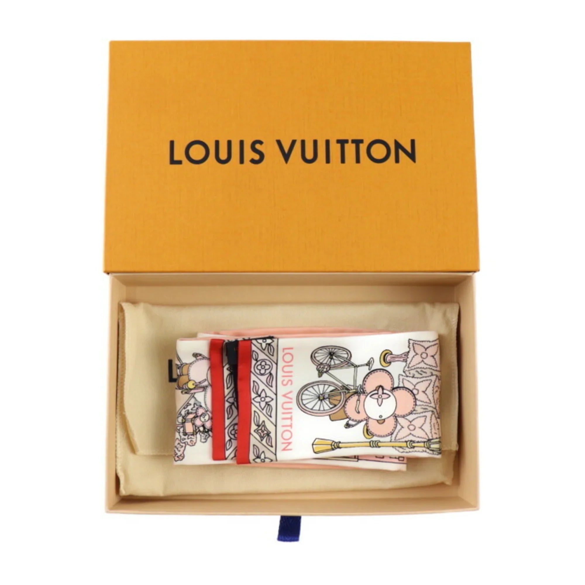 Pre-Owned LOUIS VUITTON Bandeau Hide and Seek Vivienne Monogram Scarf M77780 Silk Rose Multicolor Ribbon Vuitton (Like New)